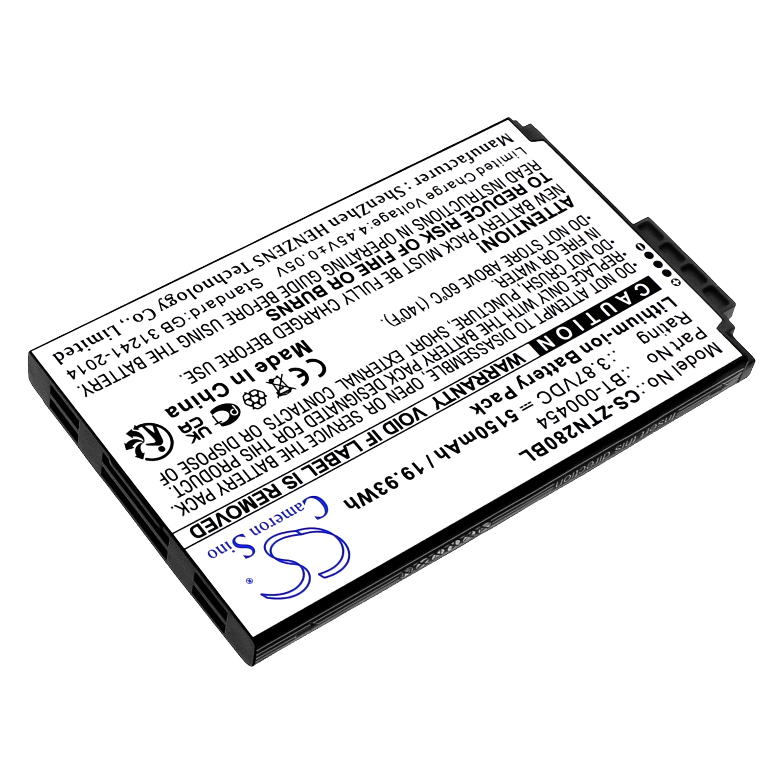 Replaces battery for Zebra TC15, TN28, U30, BT-000454, 5150mAh
