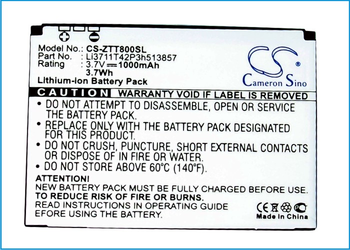 Vodafone P752D ZTE C160 ZTE C180 Replacement Battery 1000mAh