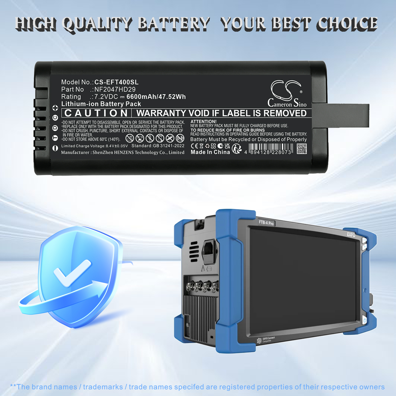 EXFO FTB-4 NF2047HD NF2047QE34 Replacement Battery 6600mAh