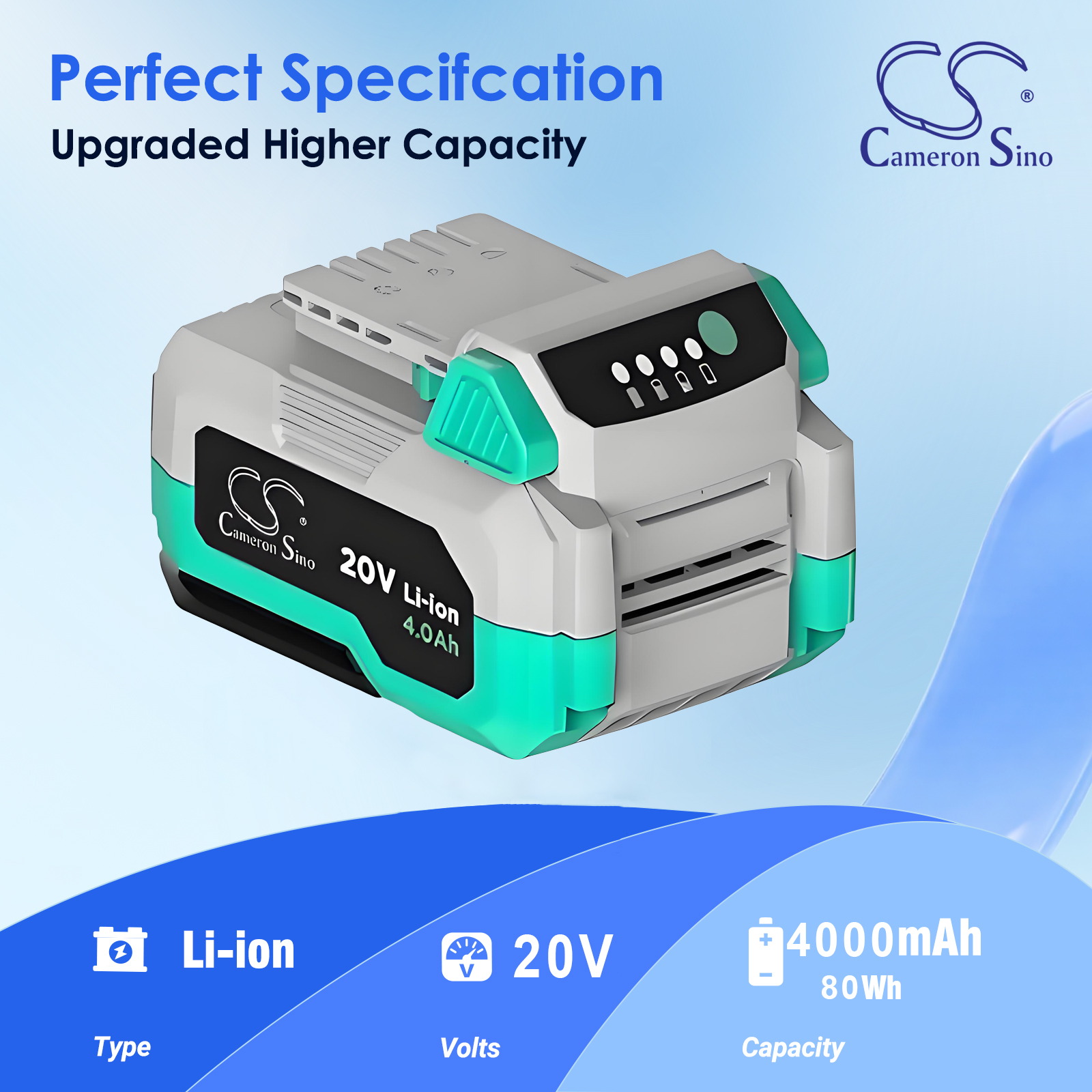 LITHELI 20V 2.0AH LITHIUM ION Replacement Battery 20V 4.0Ah