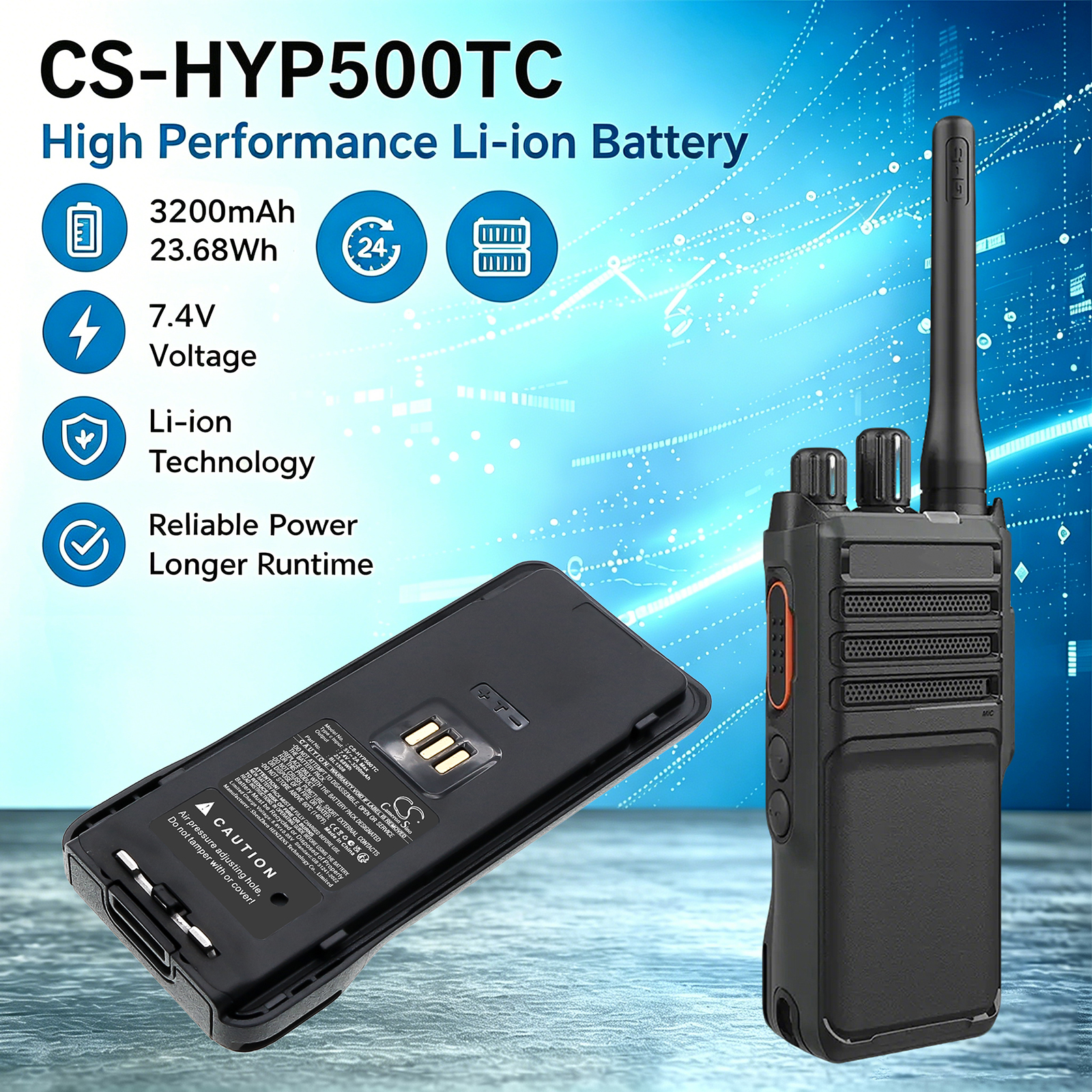 Hytera BL1508 Two-Way Radio Replacement Battery 3200mAh