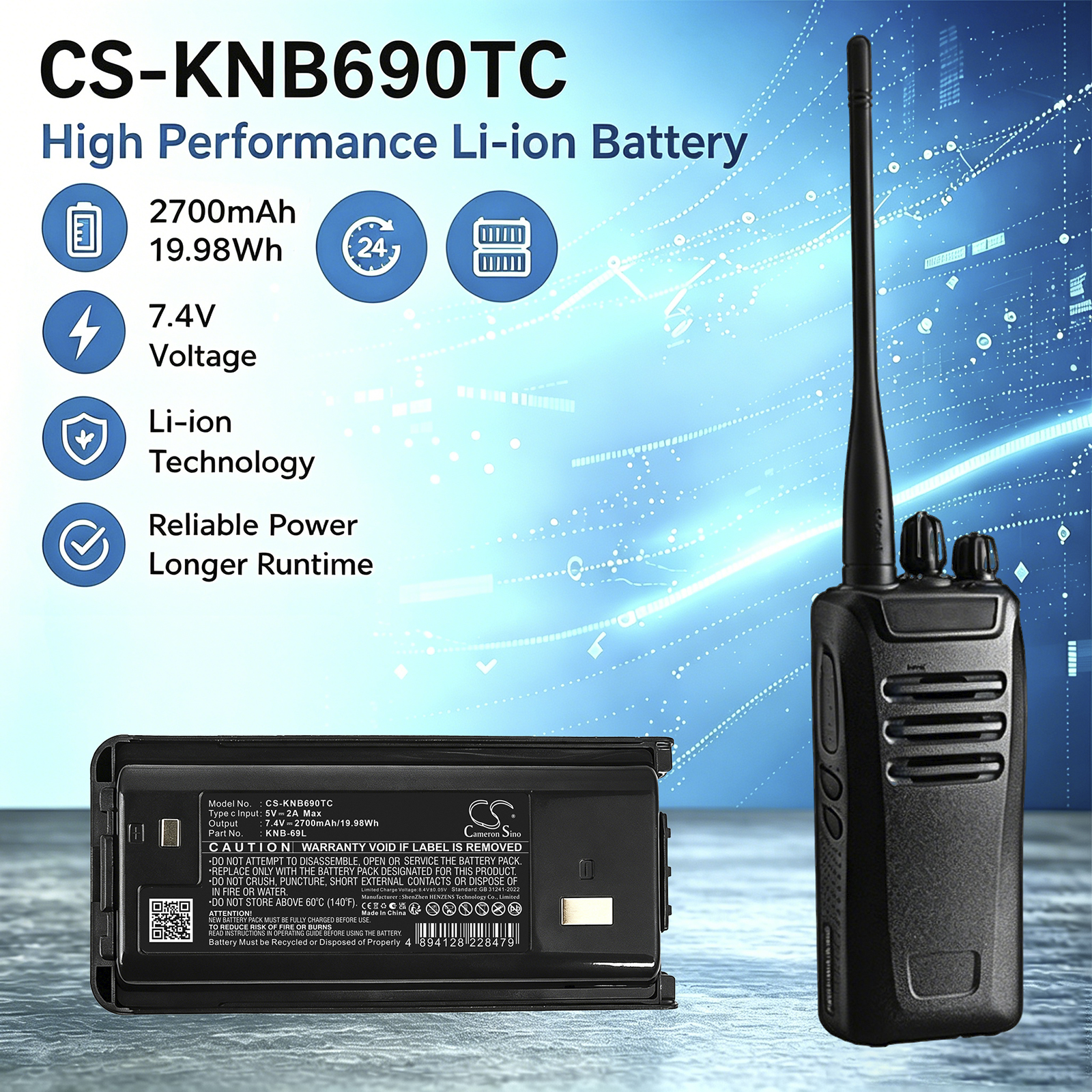 KNB-348 Kenwood Replacement Battery 2700mAh