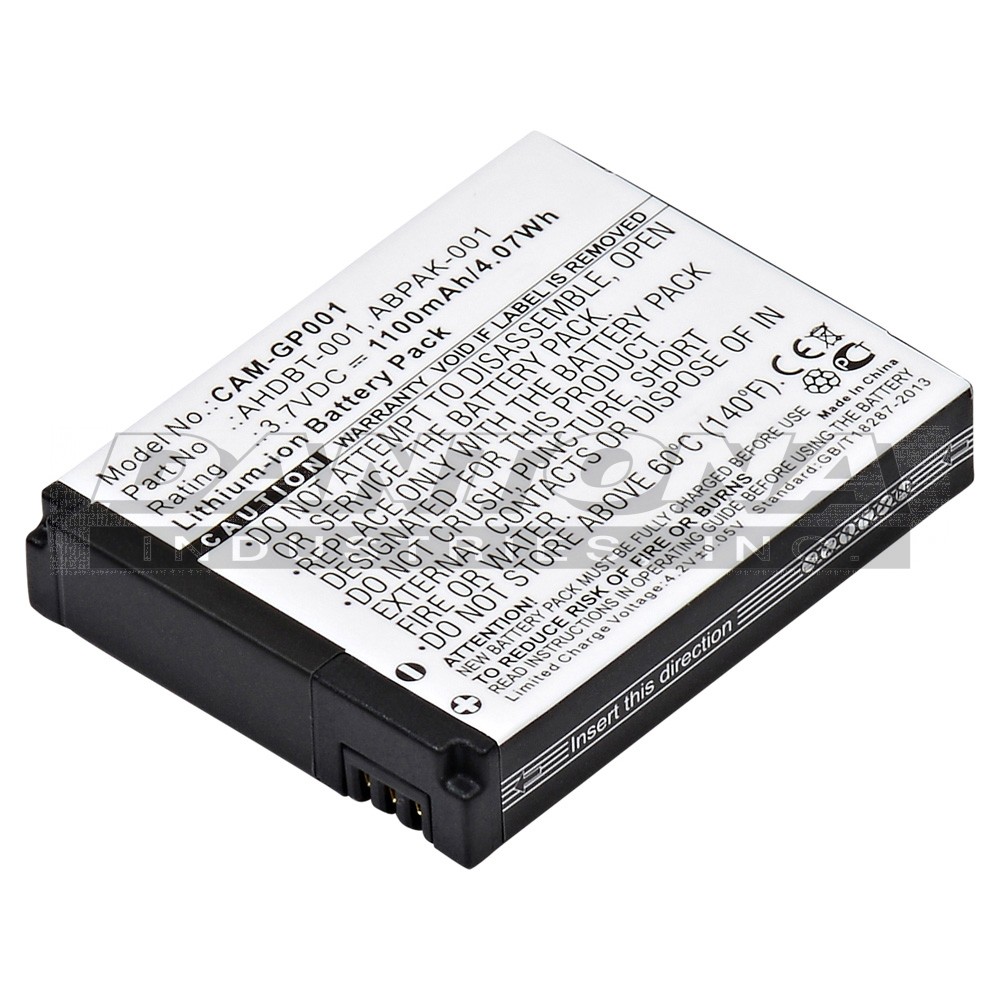 GO Pro ABPAK-0014 AHDBT-001 Replacement Battery 3.7V 1100mAh