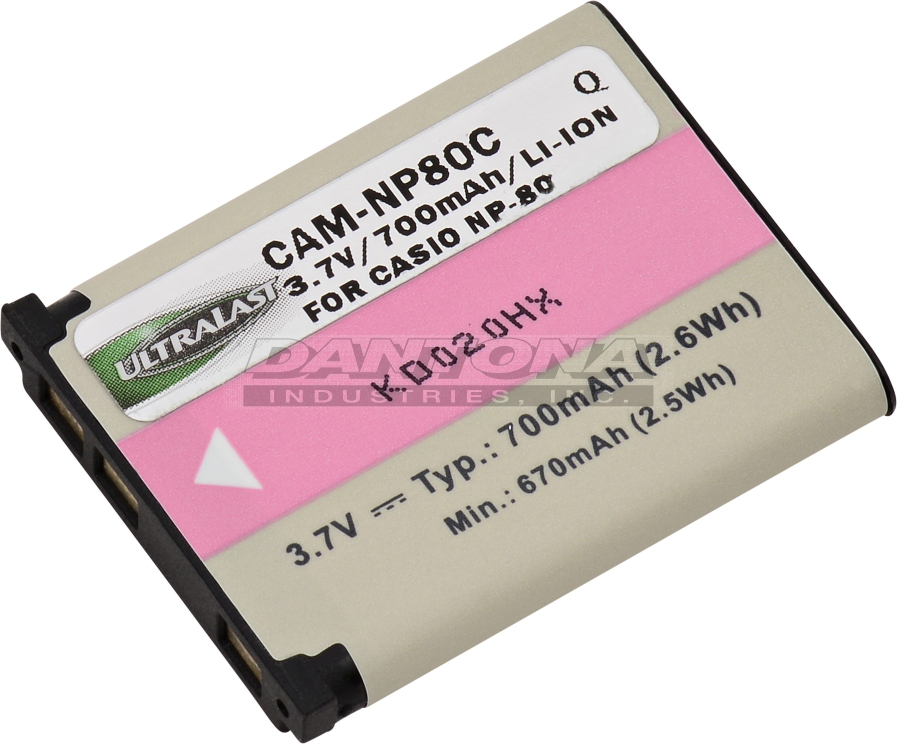 Casio BLI-365 CAM0075 EX-S5 NP-80 EX-Z1 Replacement Battery 3.6V 630mAh