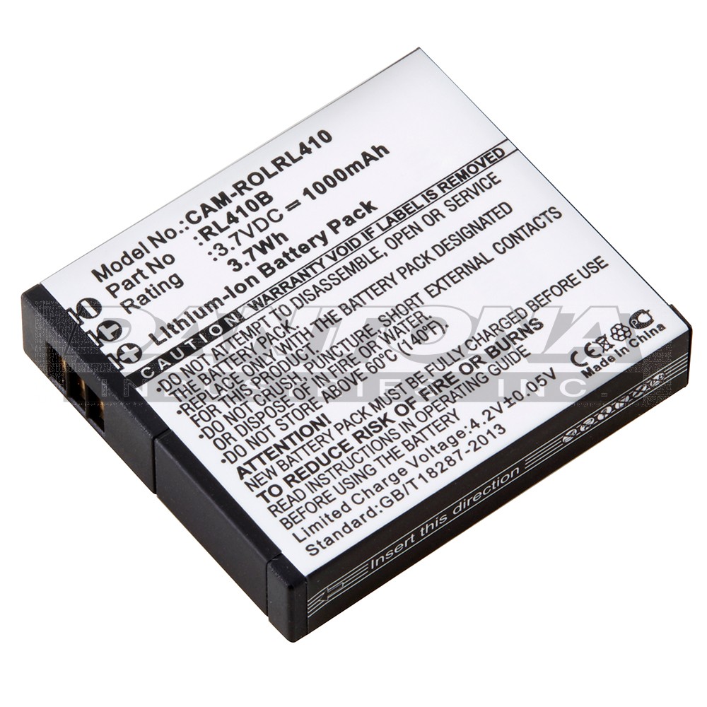 ROLLEI Action Cam 230 Replacement Battery 3.7V 1000mAh