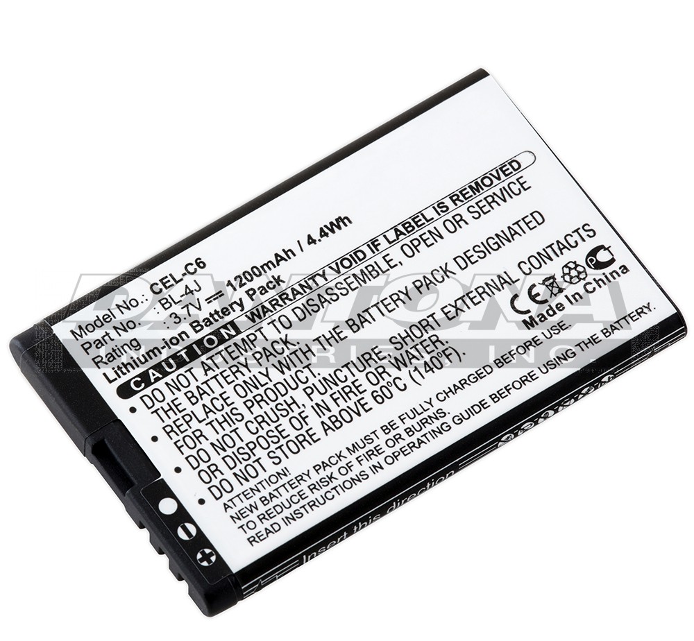 Nokia BL-4J C6 Touch 3G Cell Phone Replacement Battery 3.7V 1200mAh