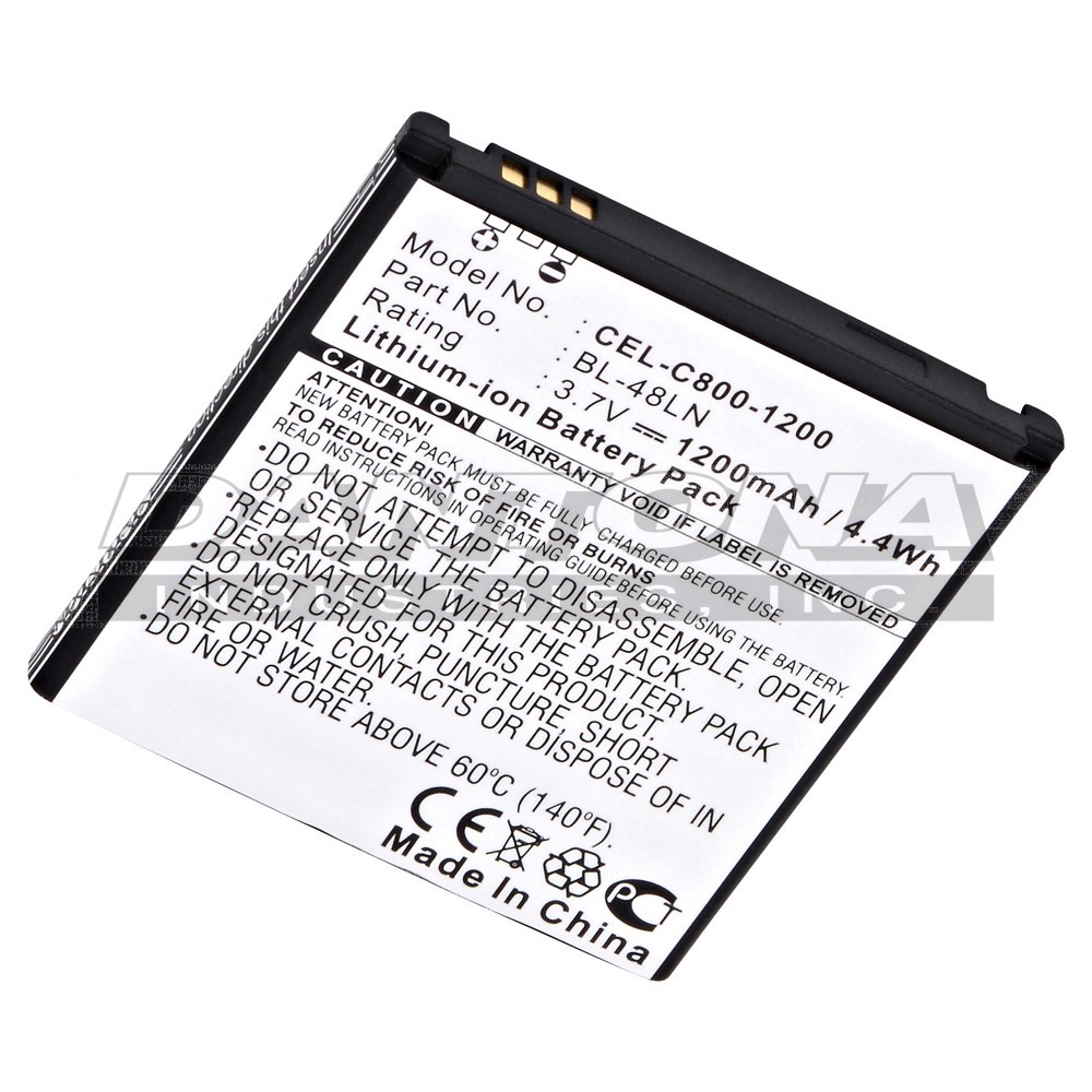 LG BL-48LN C800 Elite Gray C800 LS696 Cell Phone Replacement Battery 3.7V 1200mAh