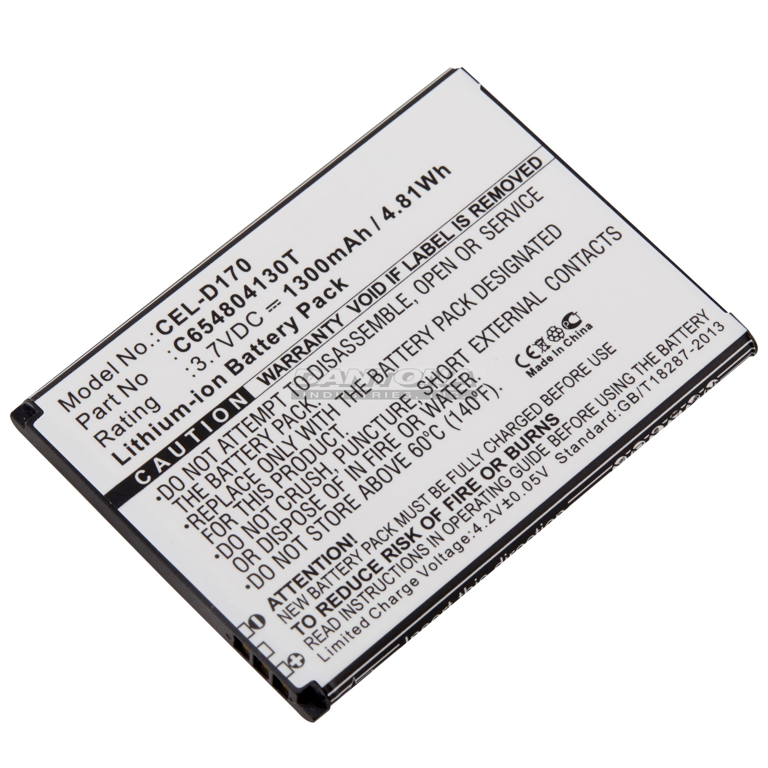BLU C654804130T D170 Replacement Battery 3.7V 1300mAh