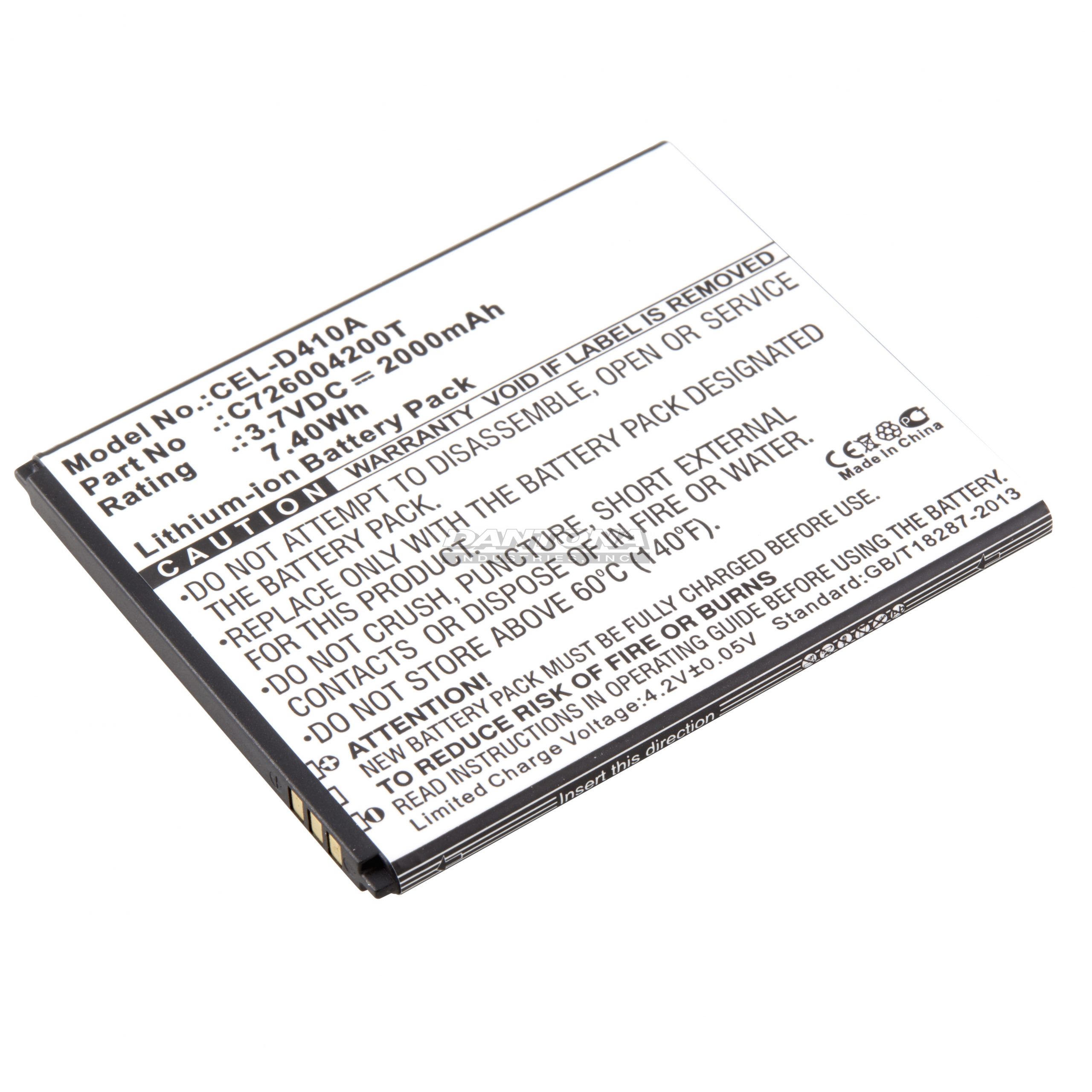 BLU C726004200T D410 D412L Replacement Battery 3.7V 2000mAh