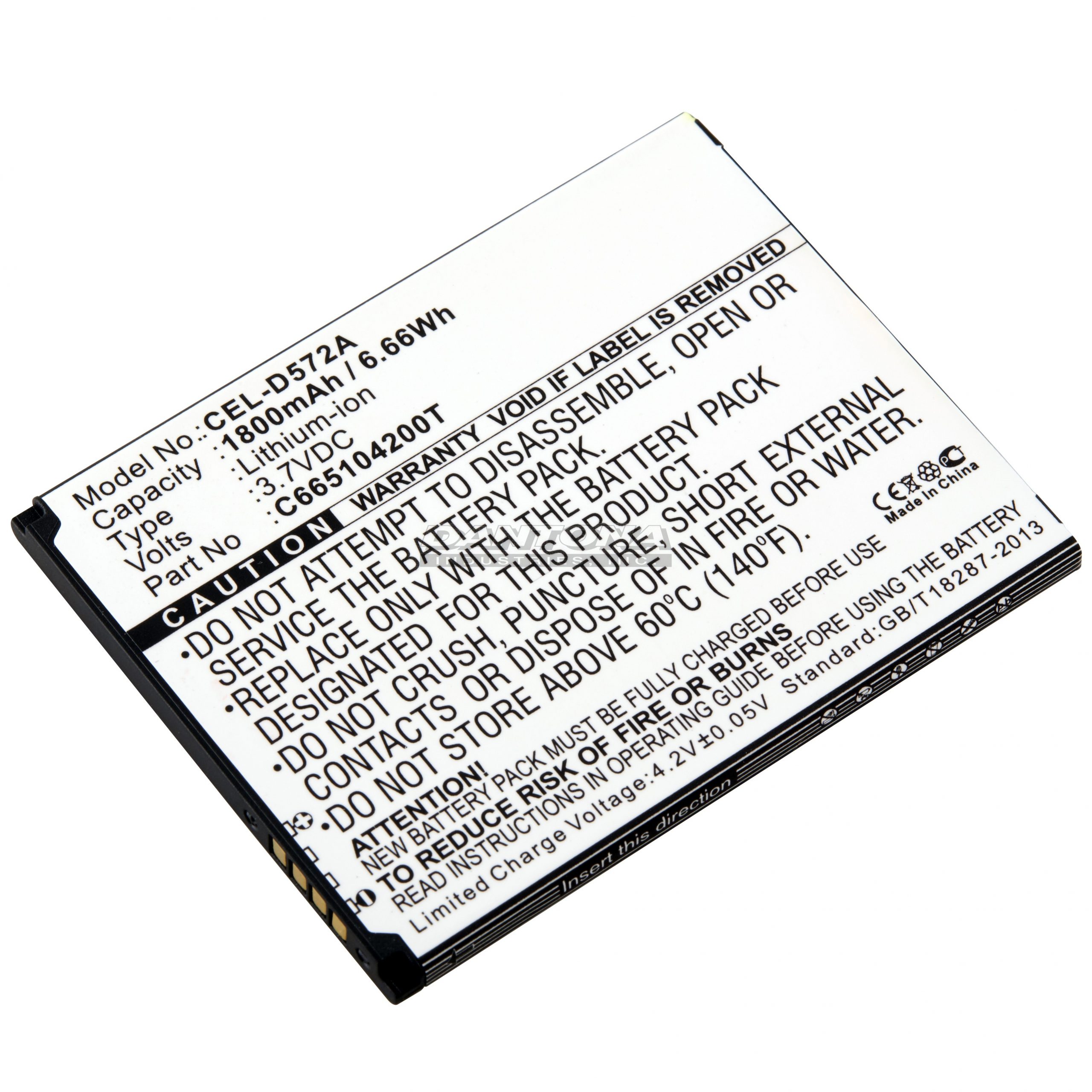 BLU C665104200T D572A Replacement Battery 3.7V 1800mAh