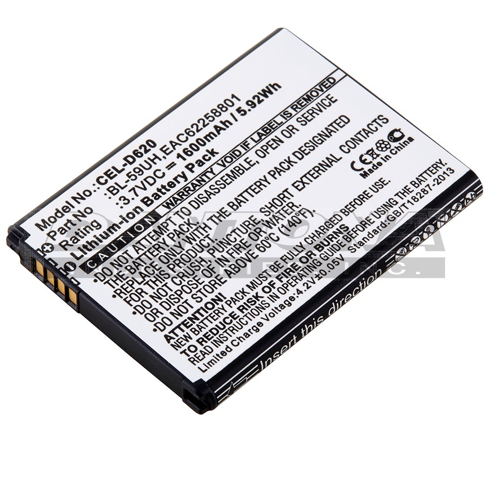 LG BL-59UH BLI-1423-1.7 Replacement Battery 3.7V 1600mAh