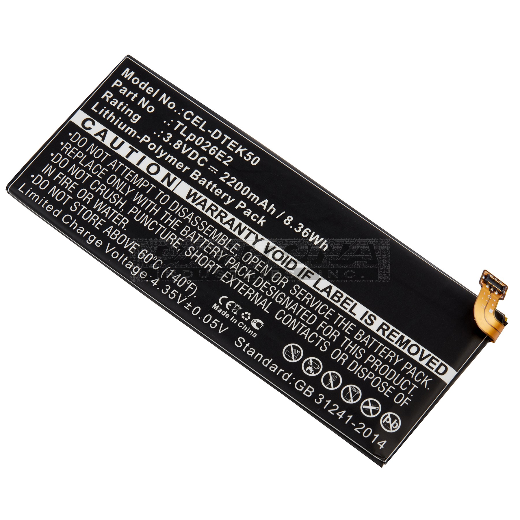 Alcatel CAC2610005CJ Replacement Battery 3.8V 2200mAh