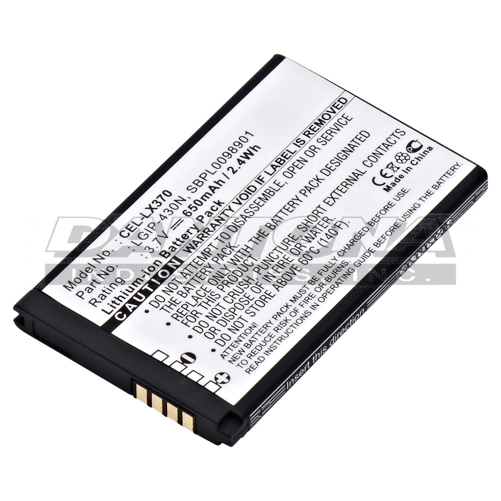 LG AN430 GS290 GU292 GU295 Replacement Battery 3.7V 750mAh