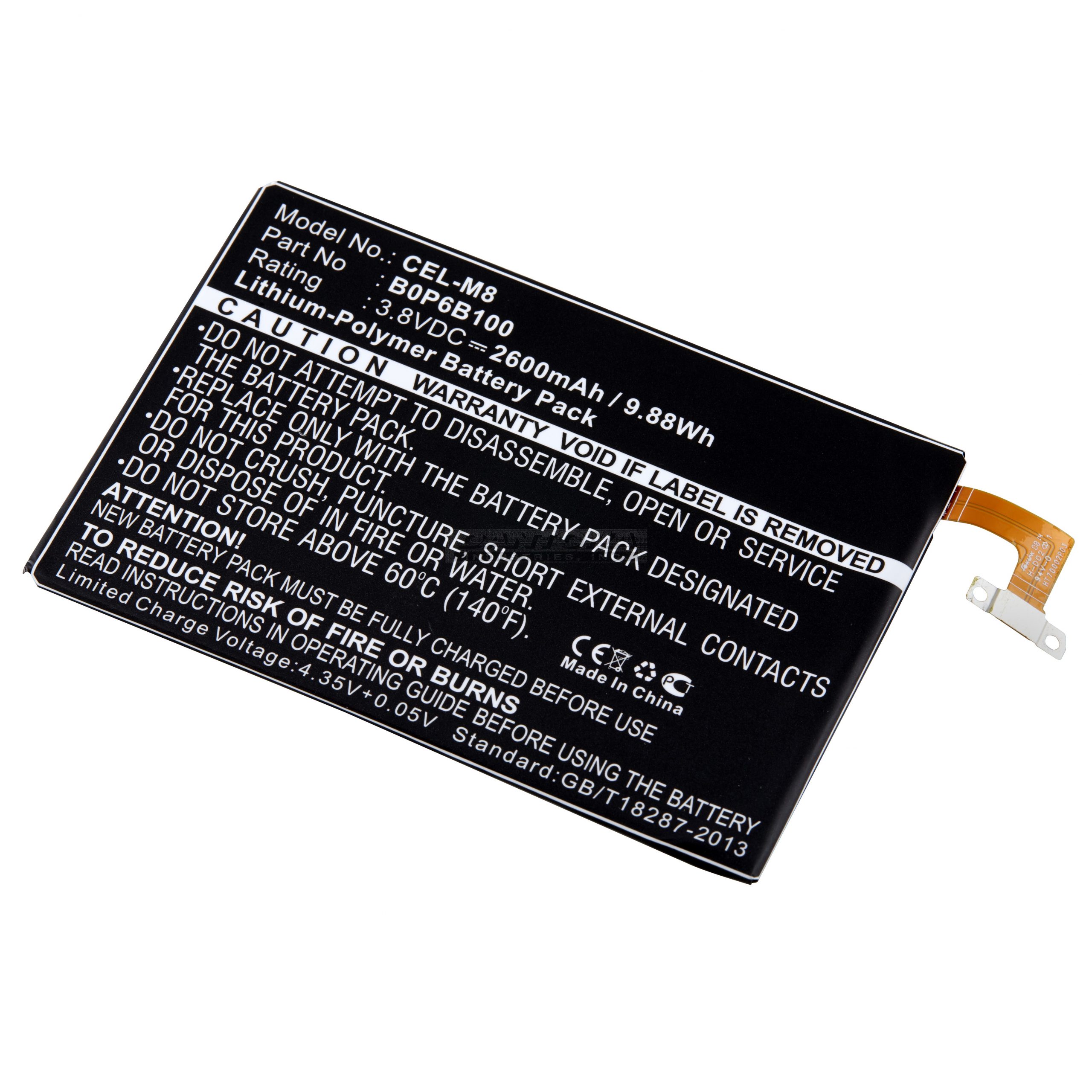 HTC 35H00214-00M BOP6B100 Replacement Battery 3.8V 2600mAh