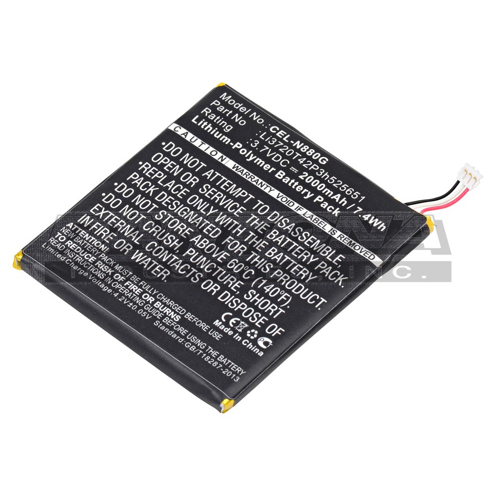 N880G ZTE LI3720T42P3H585651 Replacement Battery 2000mAh