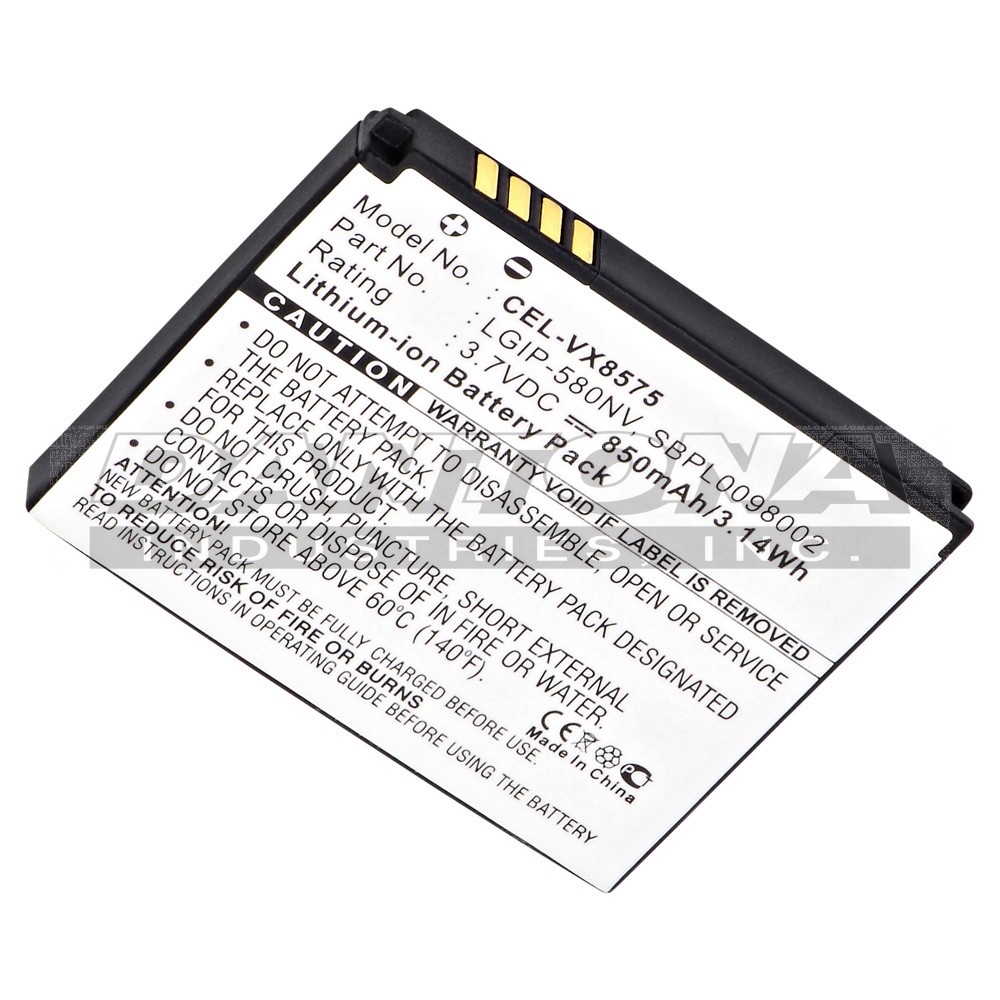 LG Chocolate Touch Cell Phone Replacement Battery 850mAh