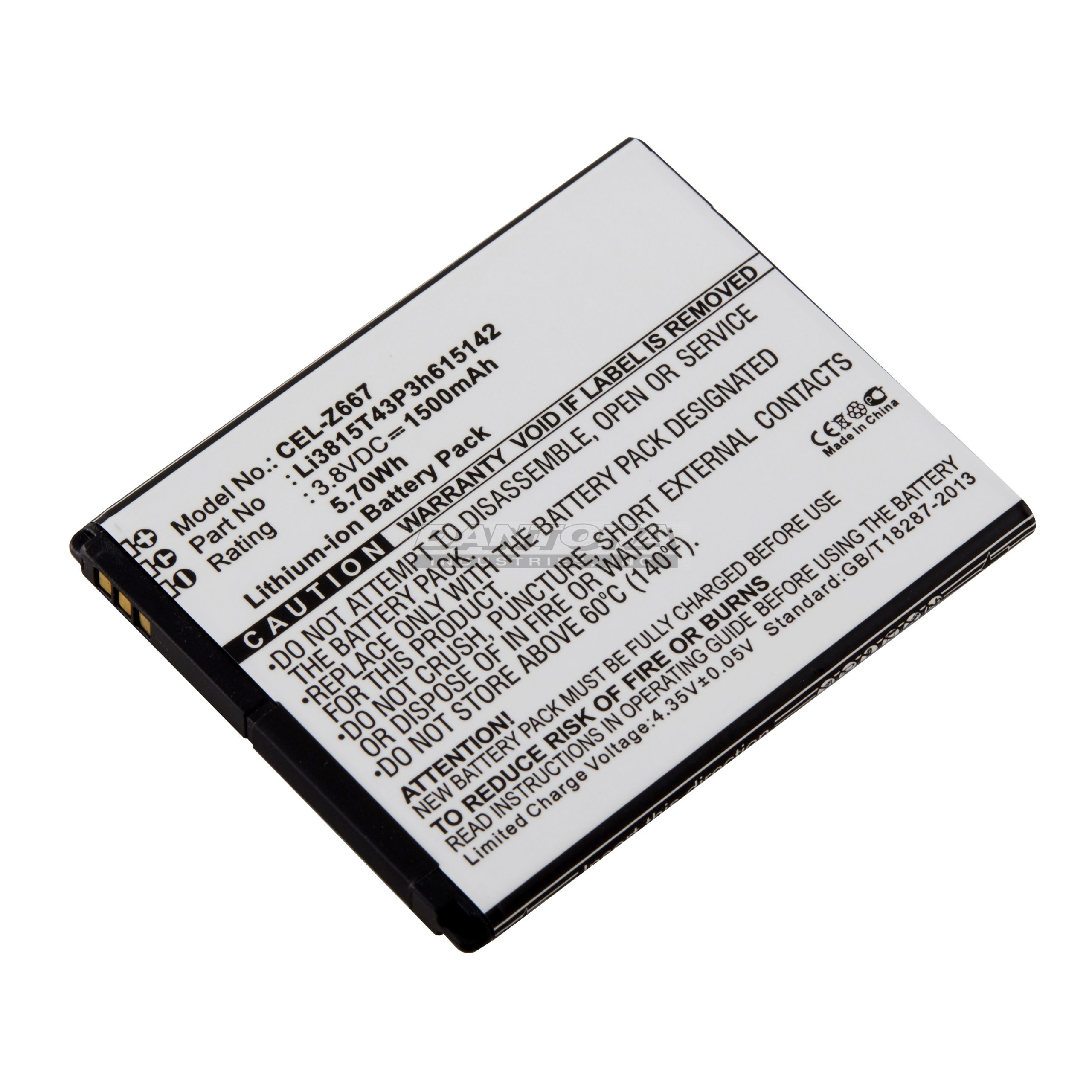 ZTE Amazing A4C Cell Phone Replacement Battery 3.8V 1500mAh