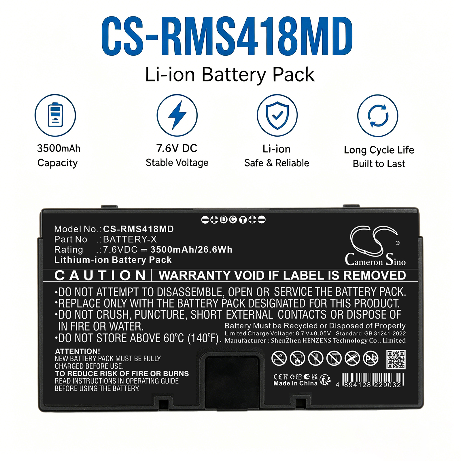 iRay BATTERY-X Medical Replacement Battery 3500mAh