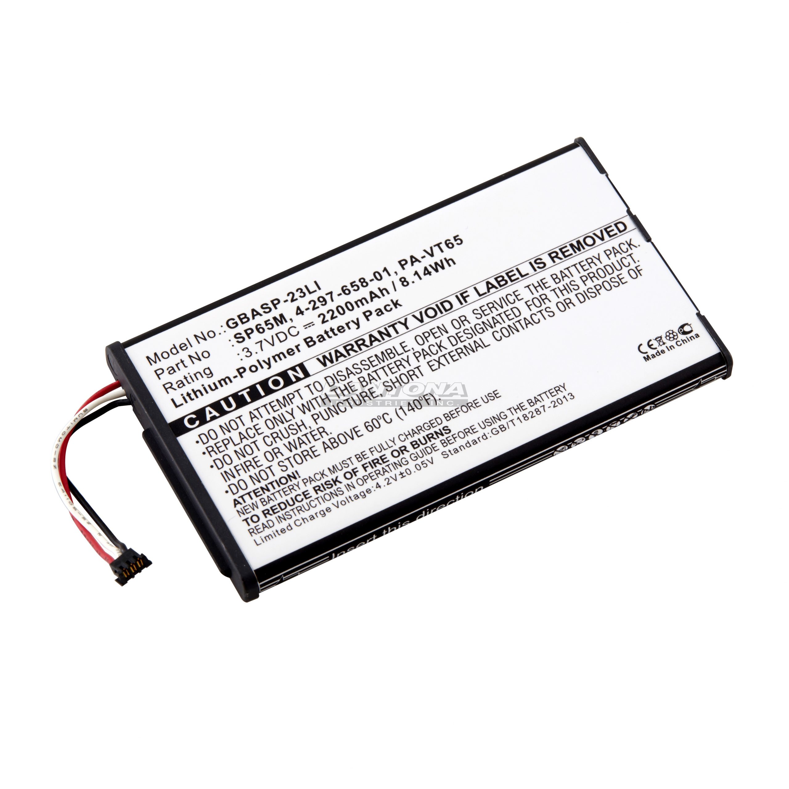 Sony 4-297-658-01 PA-VT65 Replacement Battery 3.7V 2200mAh
