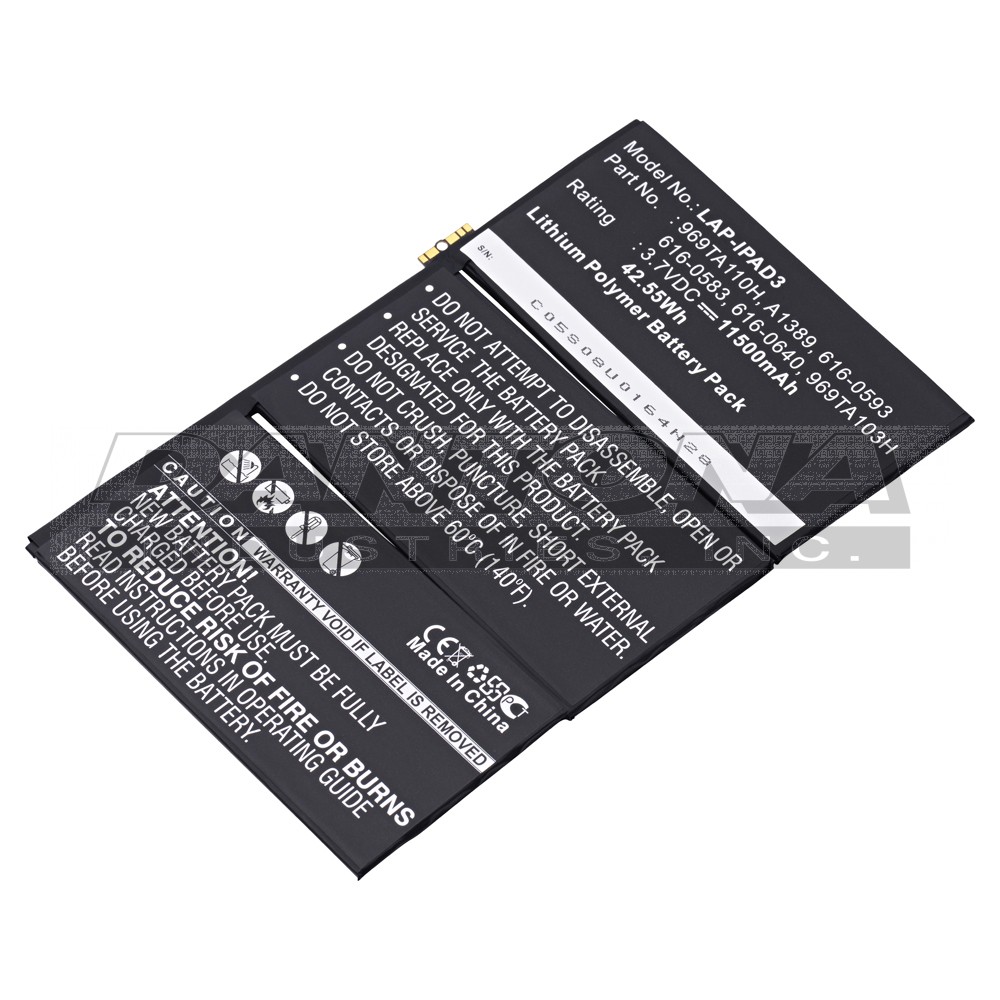 Apple 616-0586 616-0589 Replacement Battery 3.7V 11500mAh