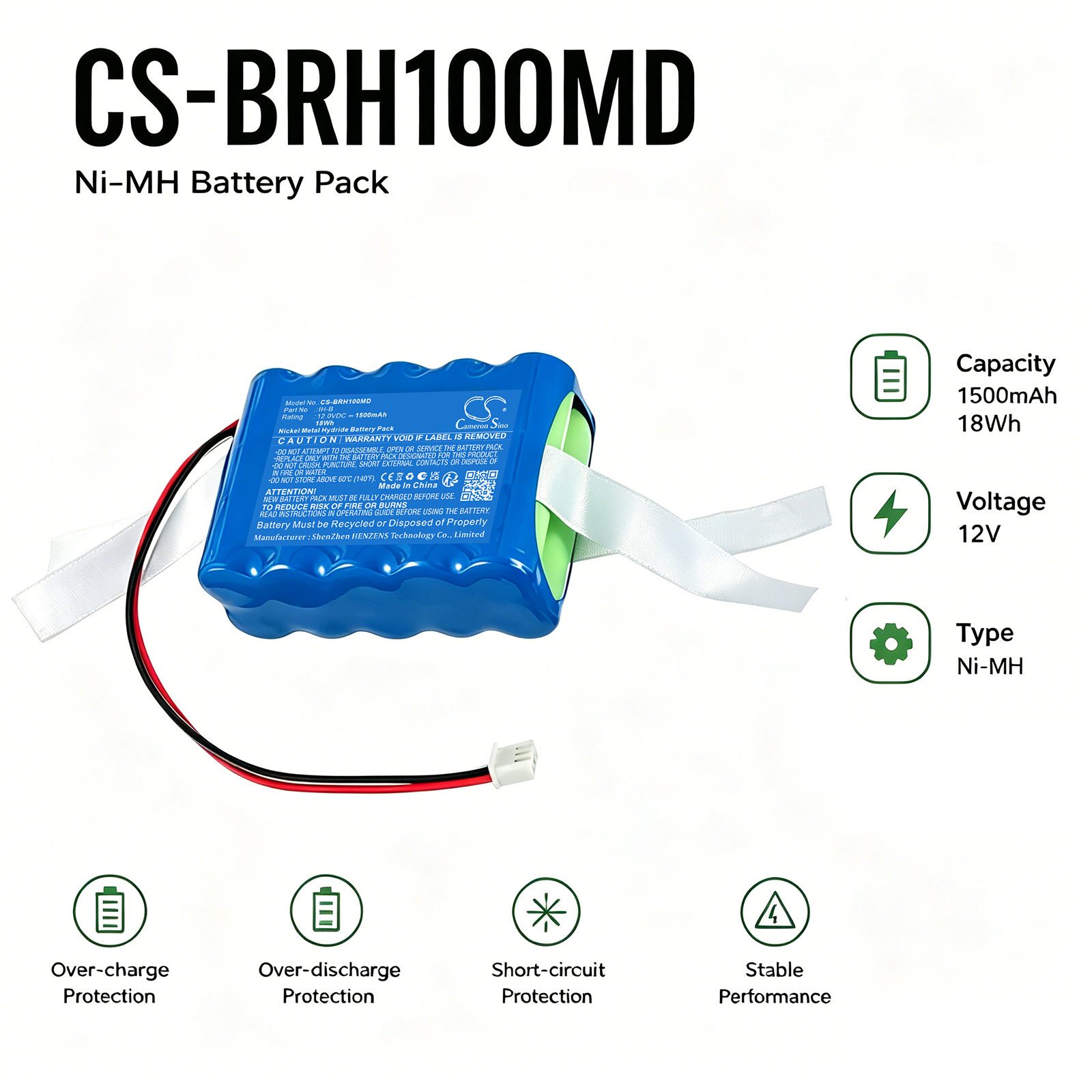 1500mAh Replacement Battery for Biocare IH-B Monitor
