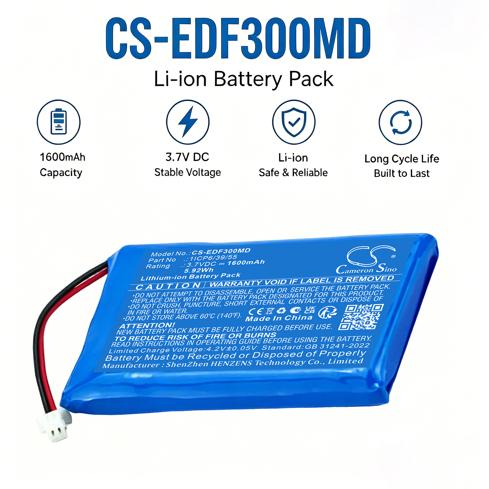 EDAN FTS-3 Fetal Telemetry Medical Replacement Battery