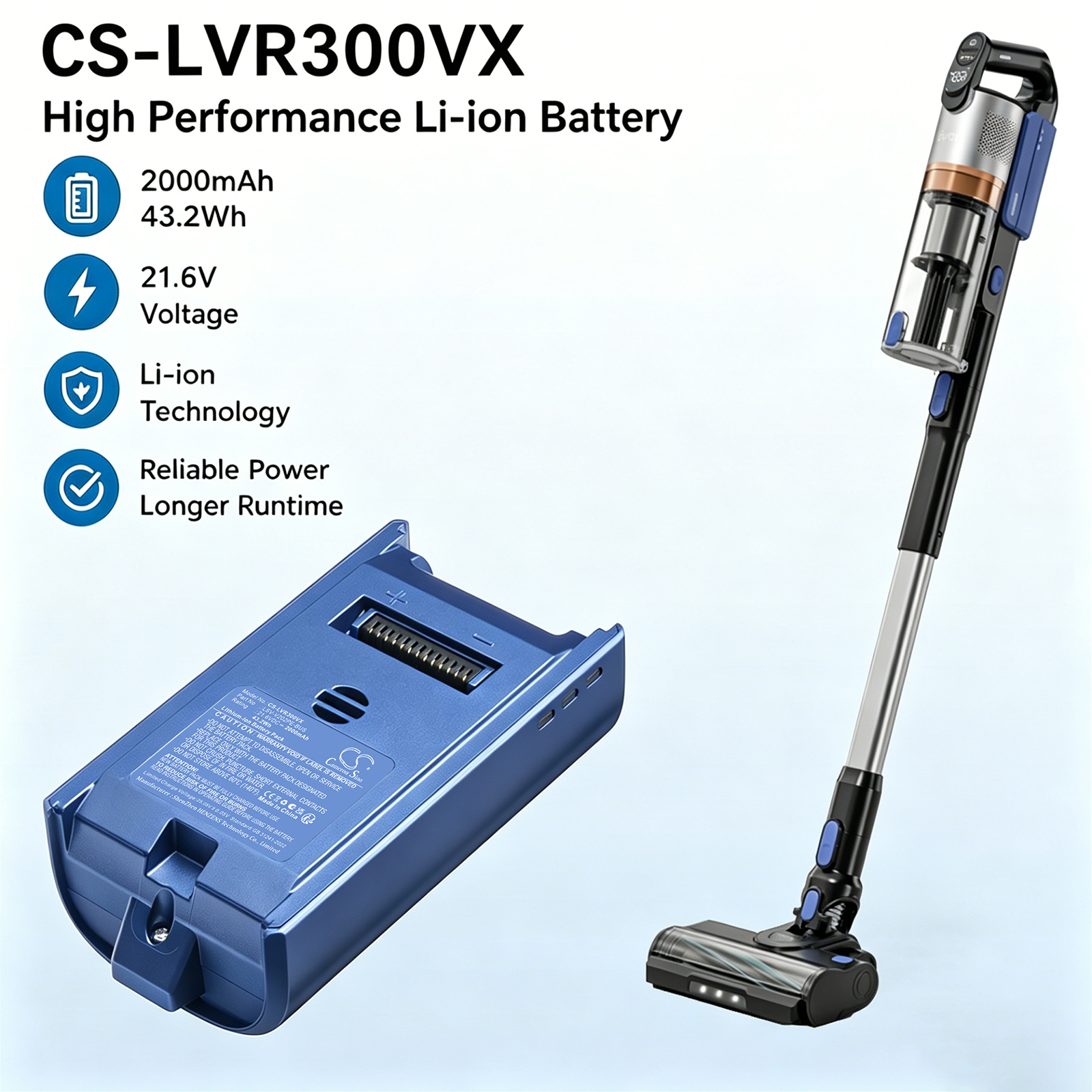 Levoit LVAC-300 LSV-V202PE-BUS Replacement Battery 2000mAh