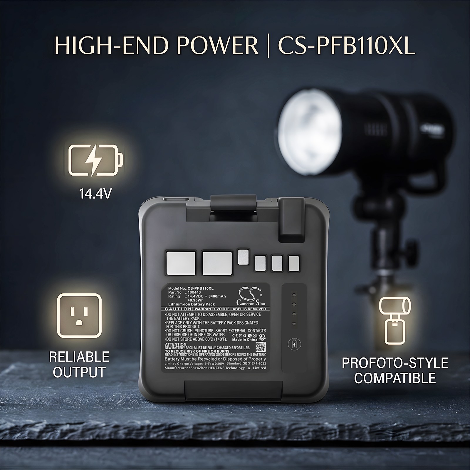 Profoto 100440 Strobe Lighting Replacement Battery 3400mAh