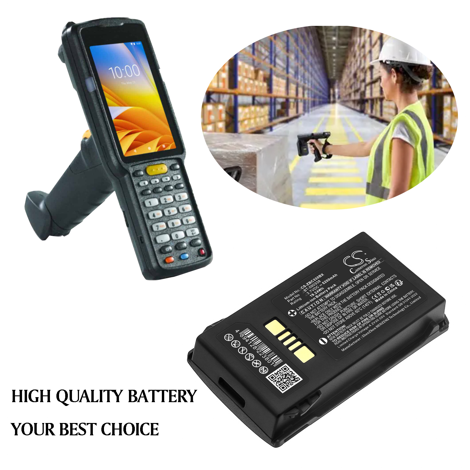 Zebra BT-000337 Barcode Scanner Replacement Battery 5200mAh