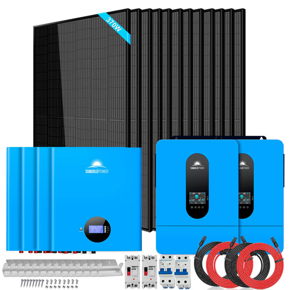 Off-Grid Solar Kit 13000W 48VDC 120VAC/240V 20.48KWH Lithium Battery 12 X 370 Watts Solar Panels SGM-1320M