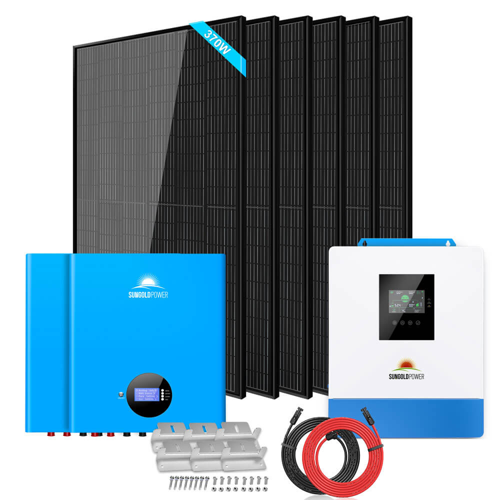 Off-Grid Solar Kit 5000W 48VDC 120V 10.24KWH Lithium Battery 6 X 370 Watts Solar Panels SGM-5K10M