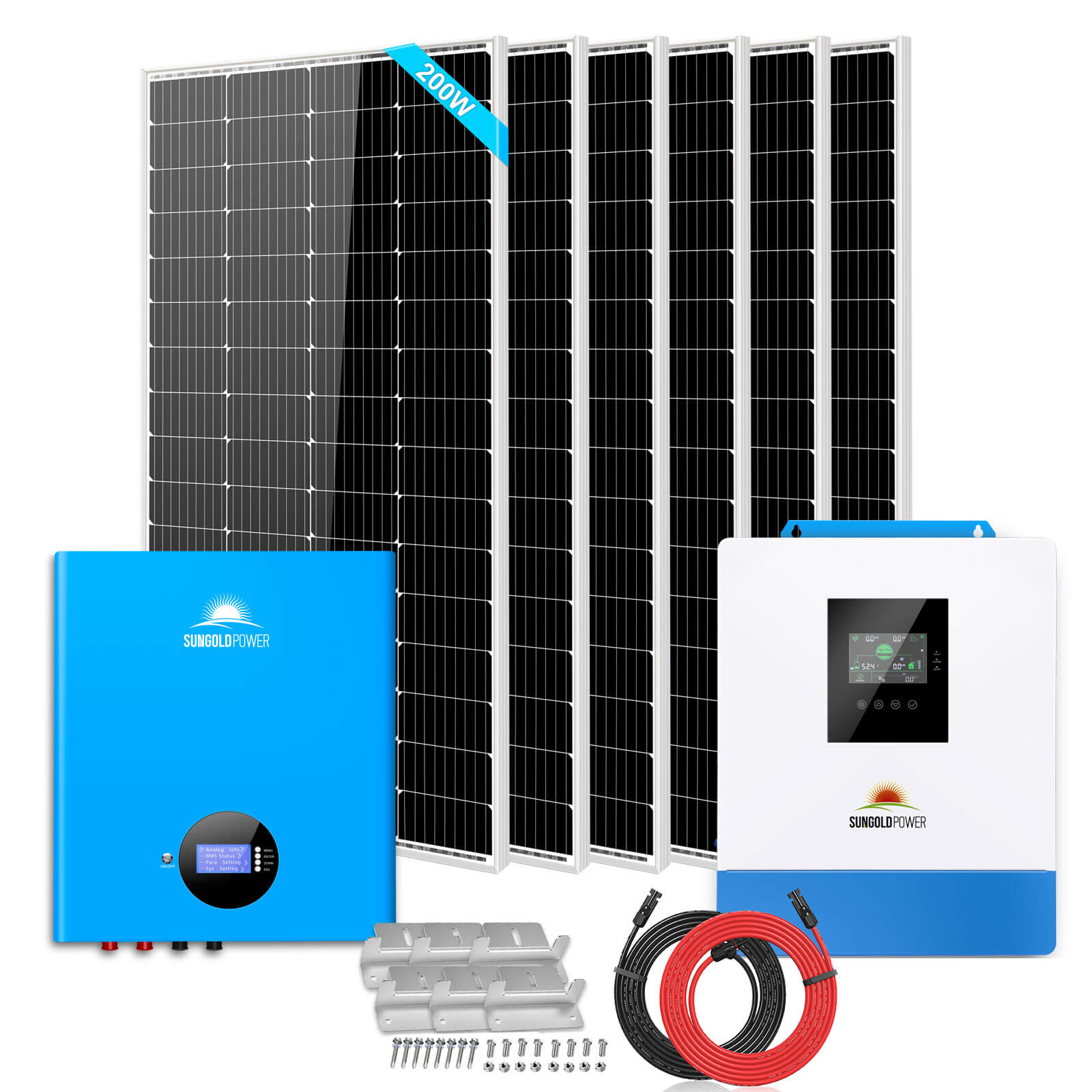Off-Grid Solar Kit 5000W 48VDC 120V 5.12KWH Battery 6 X 200 Watts Solar Panels SGM-5K5E