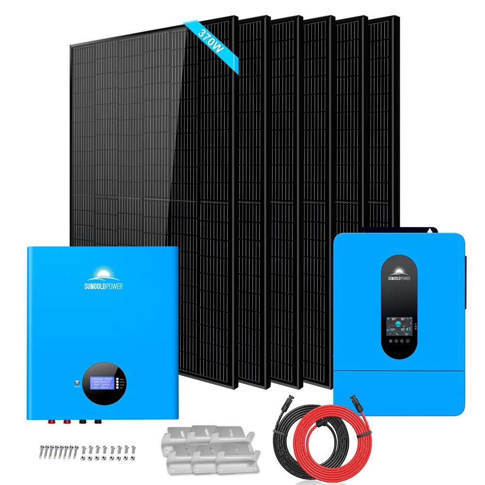 Off-Grid Solar Kit 6500W 48VDC 120/240VAC 5.12KWH/10.24KWH Lithium Battery 6 X 370 Watts Solar Panels SGM-655M/ SGM-6510M