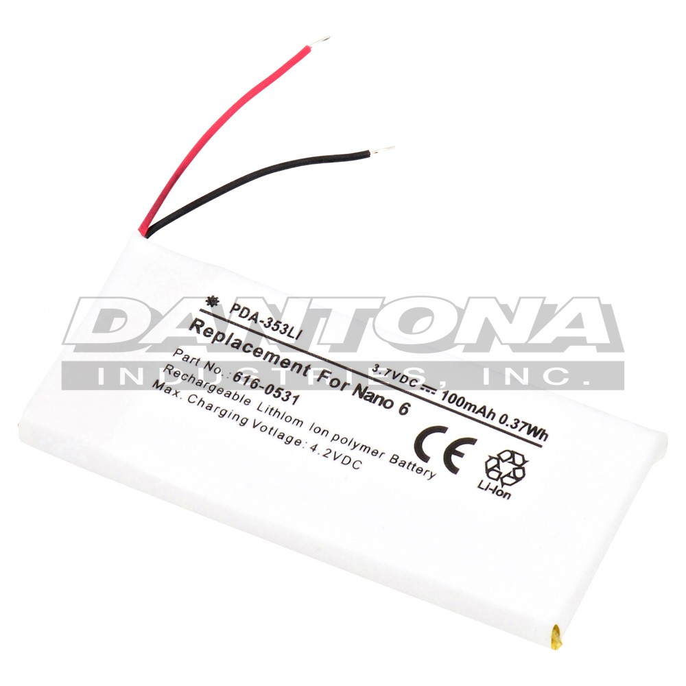 Apple 616-0531 MP3 Player Replacement Battery 3.7V 100mAh