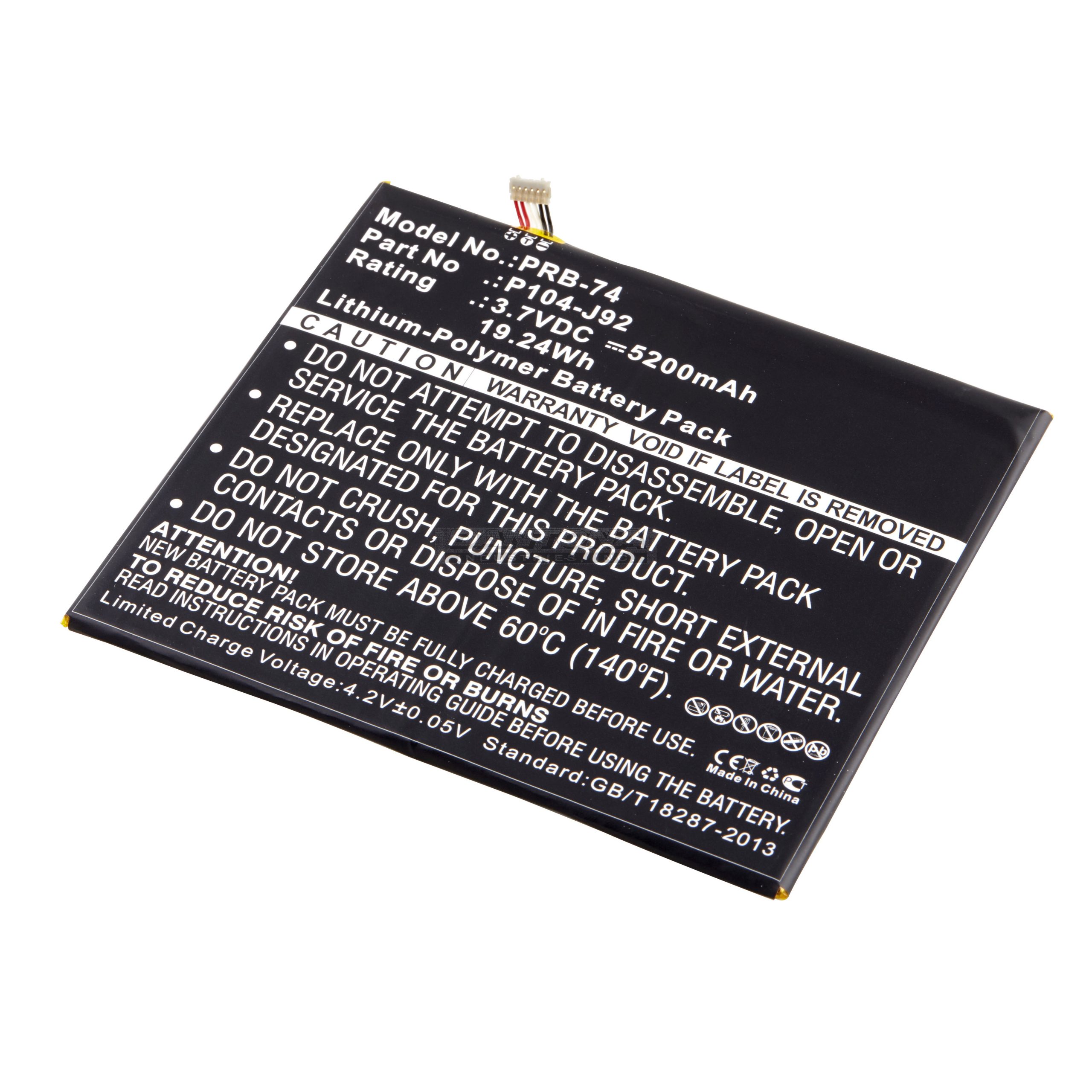 BLU L800 P104-J92 Tablet Replacement Battery 3.7V 5200mAh