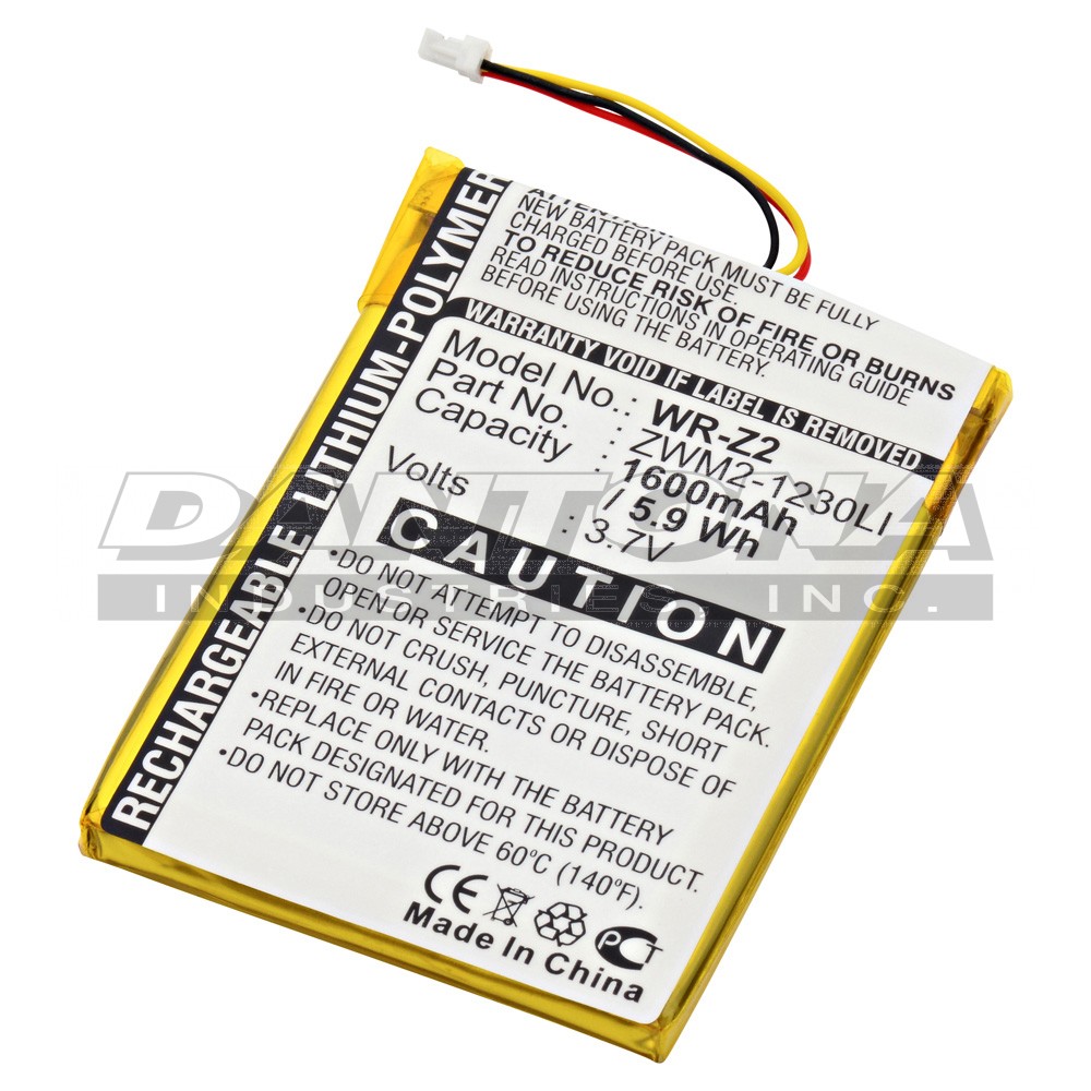 Zipit Z2 ZWM2-1230LI Cell Phone Replacement Battery 3.7V 1600mAh