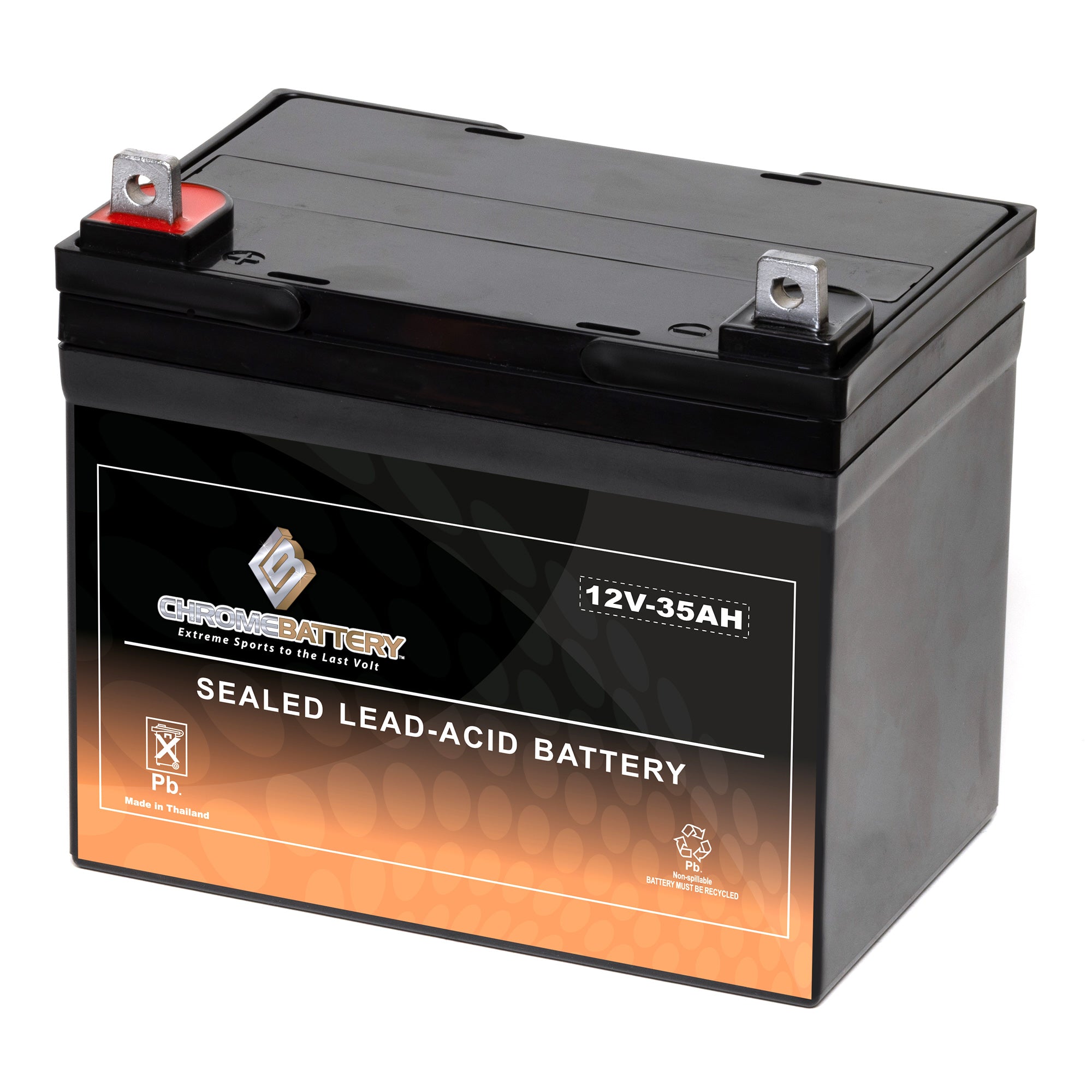 Chrome Battery 12V 35AH Sealed Lead Acid Battery - Nut & Bolt Terminals