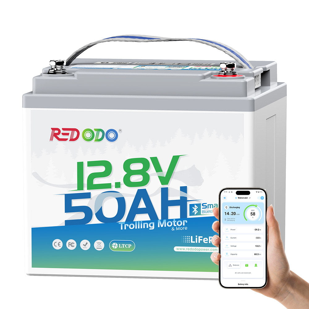 Redodo 12V 50Ah Bluetooth Battery for Trolling Motors (Up to 70lb Thrust)
