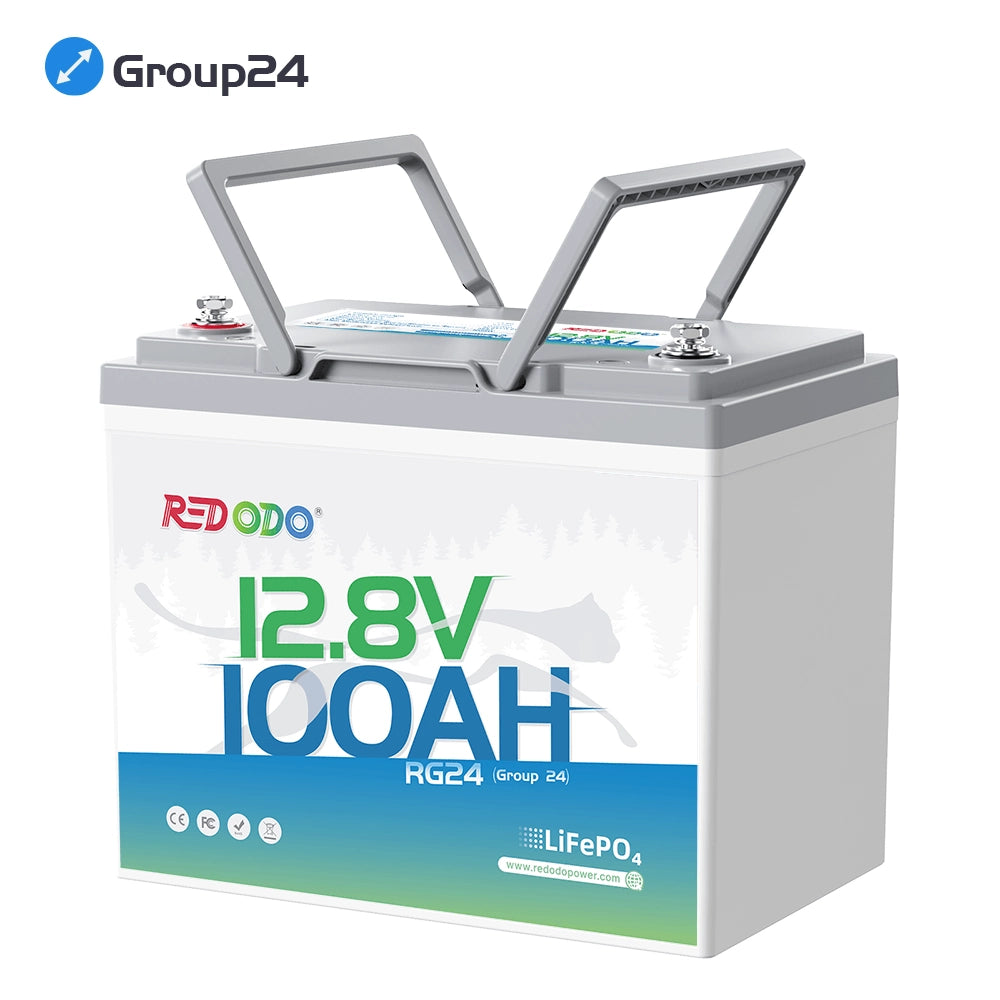 Redodo 12V 100Ah Group 24 Deep Cycle LiFePO4 Lithium Battery | For Home, RV, Marine