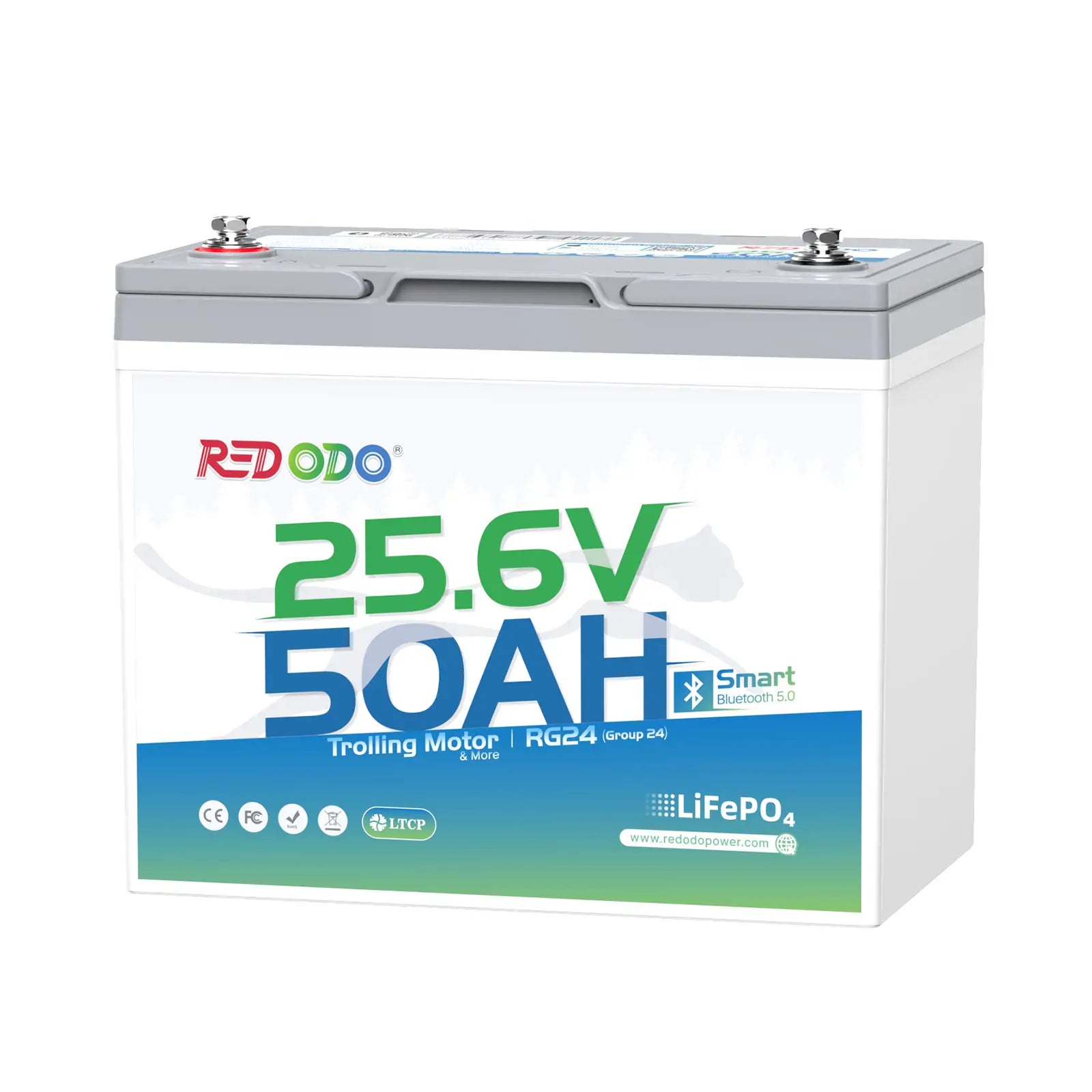 Redodo 24V 50Ah Bluetooth Lithium Trolling Motor Battery | For 24V Trolling Motors with up to 100 lbs